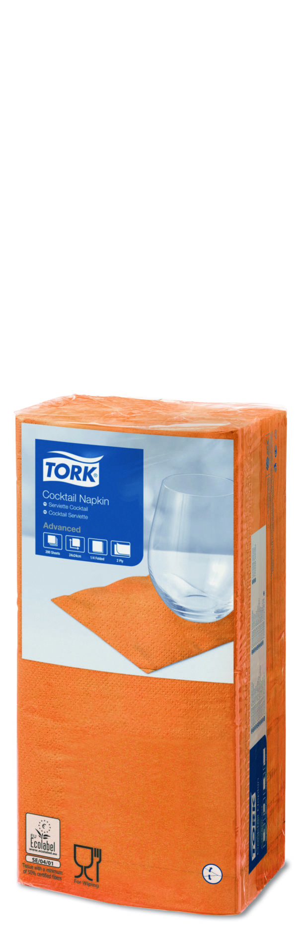 Tork_2-kihilised_kokteilisalvrätikud_Oranž_1/4_200 tk