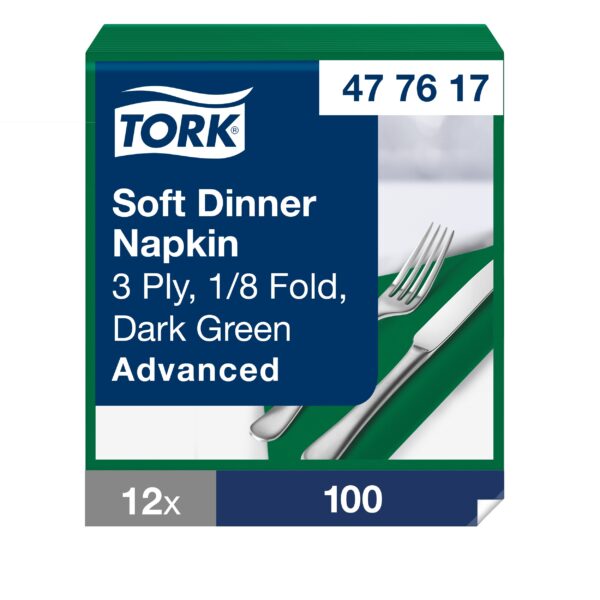 Tork Soft 3-kihilised tumerohelised 1/8 volditud õhtusöögisalvrätid